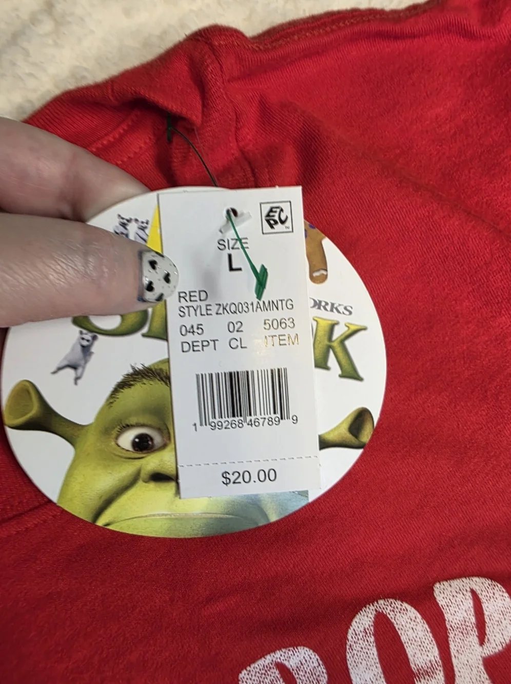 NWT Shrek Gingy “Not My Gumdrop Buttons!” Graphic Tee Size L